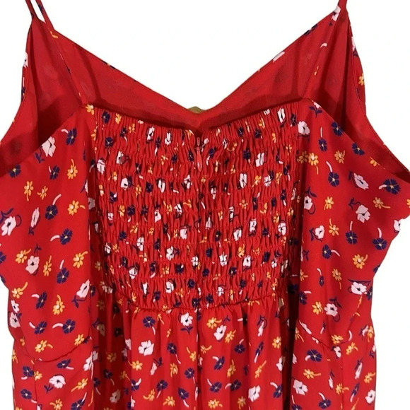 Madewell Red Floral Prairie Posies Wide Leg Jumpsuit Size 6 Casual Party Summer - Picture 6 of 12